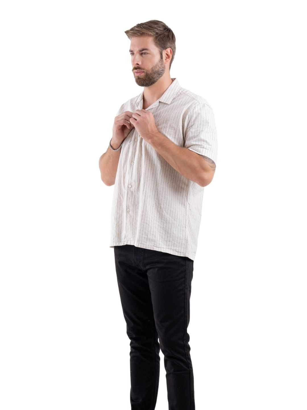 Comfort Horizon Beige Linear Resort Shirt