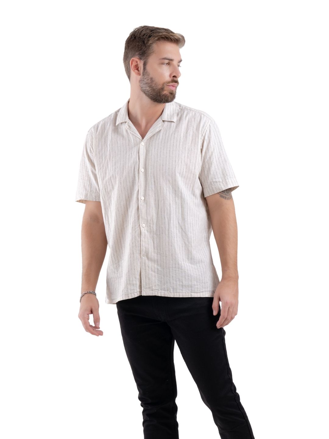 Comfort Horizon Beige Linear Resort Shirt