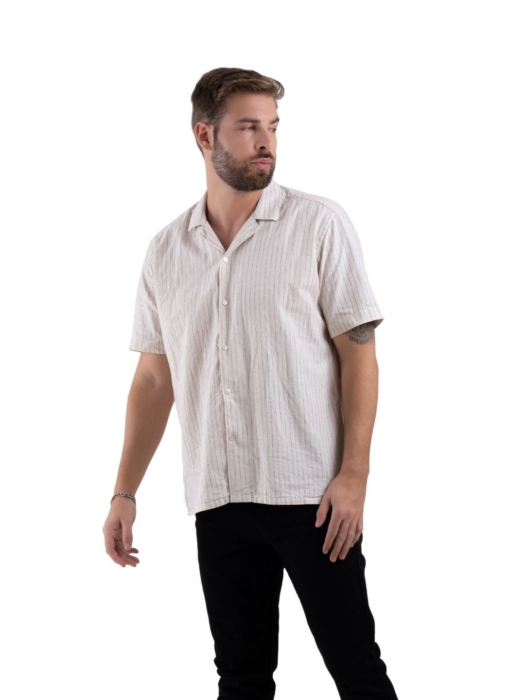 Comfort Horizon Beige Linear Resort Shirt