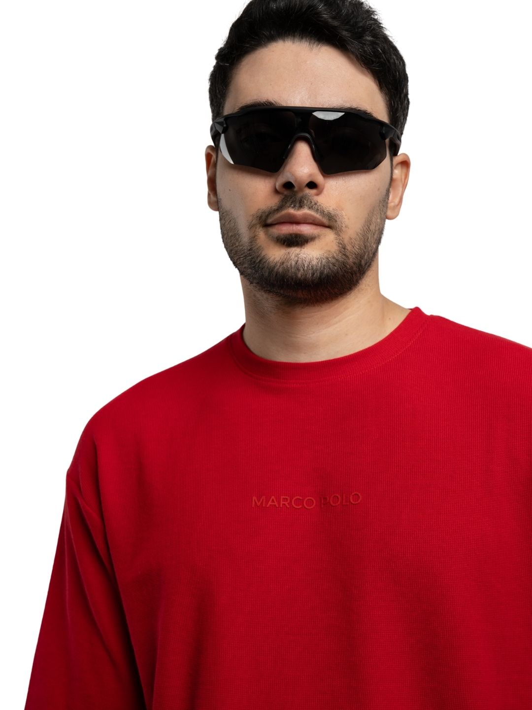 The Cozy Red Oversized Waffle Tee