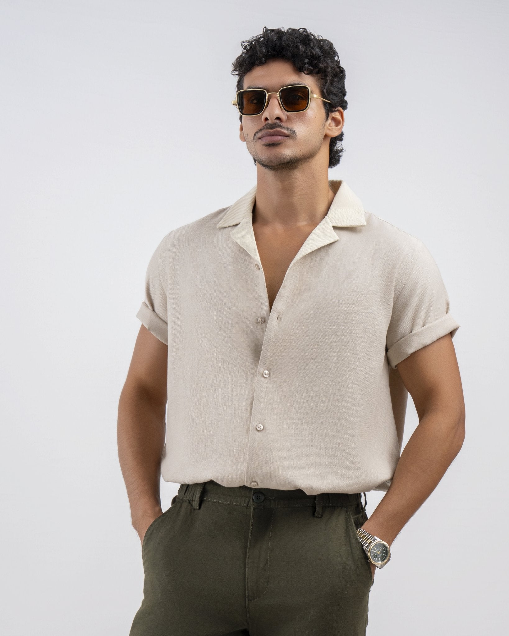 Riviera 2 Tone Rib Cuban Shirt